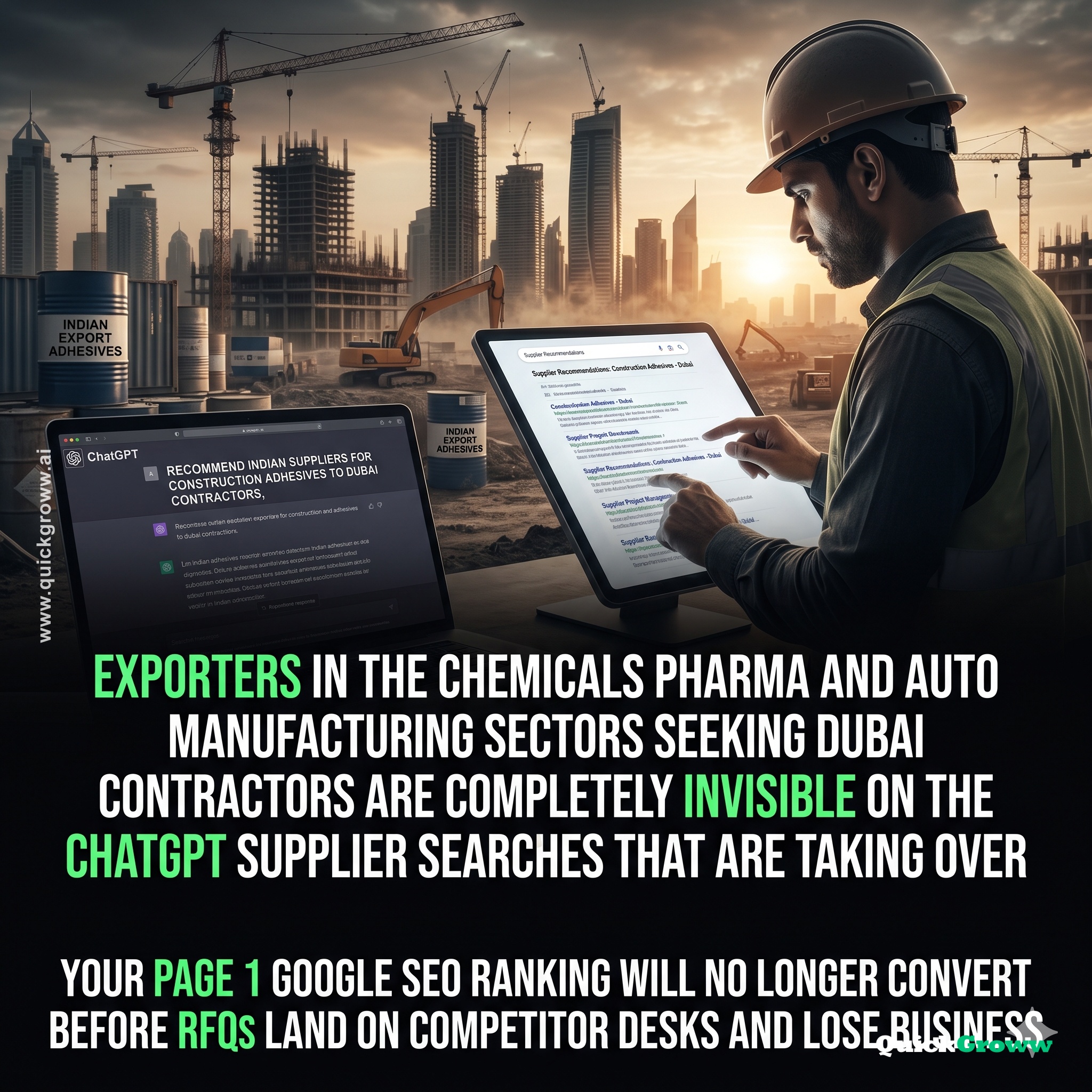 Myth: If you rank on page 1 of Google for your main product, buyers can find you. | QuickGroww — AI Visibility for B2B Exporters | quickgroww.ai