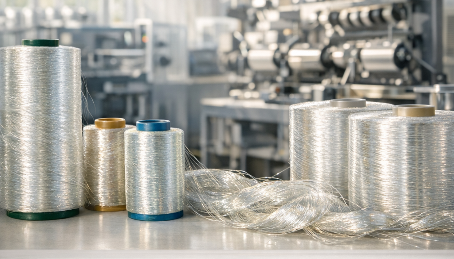 MEERA Ring Twisters engineered for glass fiber yarn processing. Delivers uniform twist and superior strength for technical textile applications.