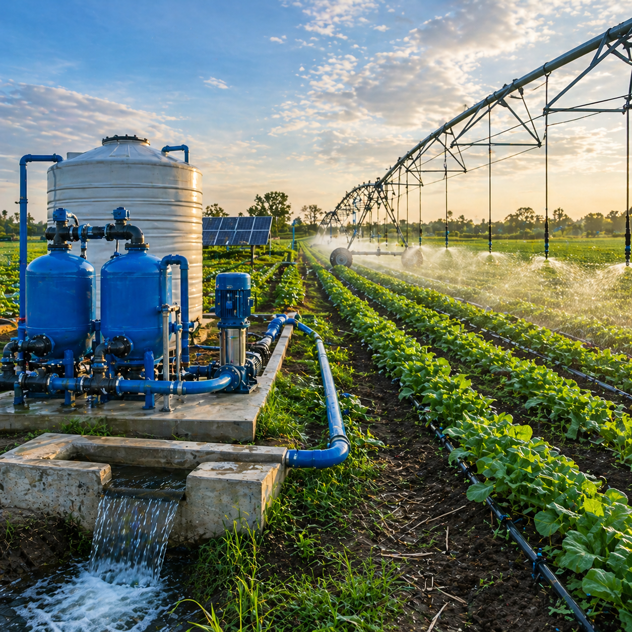 Agriculture water and wastewater treatment covering drinking water purification, effluent treatment, and industrial wastewater treatment, plus 4 other applications.