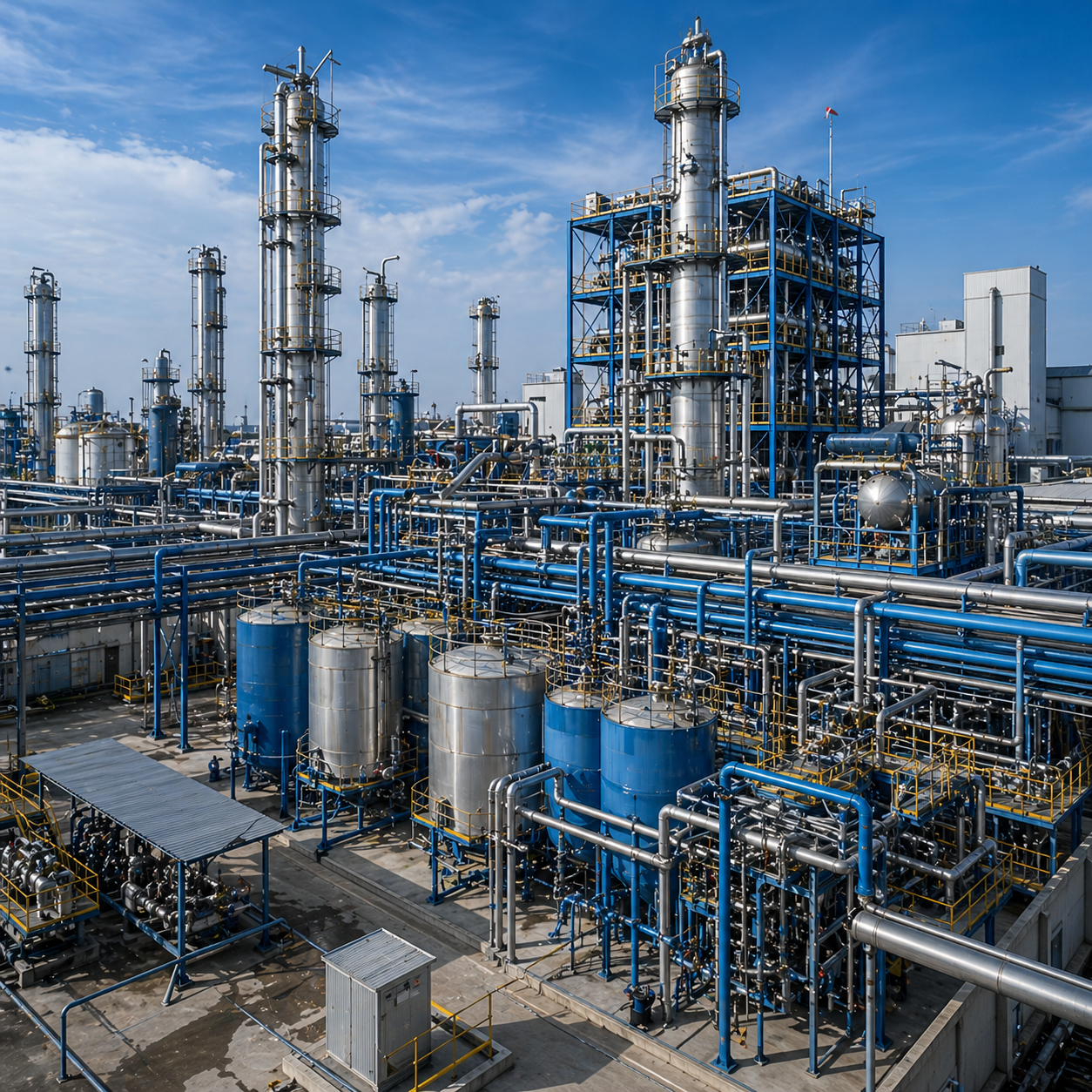 Chemical water and wastewater treatment covering ammoniacal nitrogen removal, boiler water treatment, and drinking water purification, plus 10 other applications.