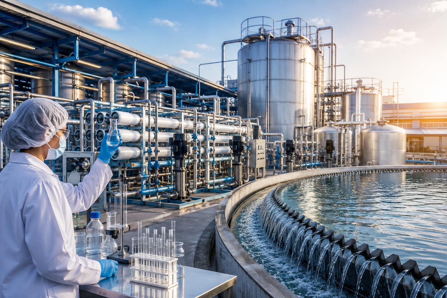 Leather water and wastewater treatment covering effluent direct reuse, effluent treatment, and industrial wastewater treatment, plus 3 other applications.