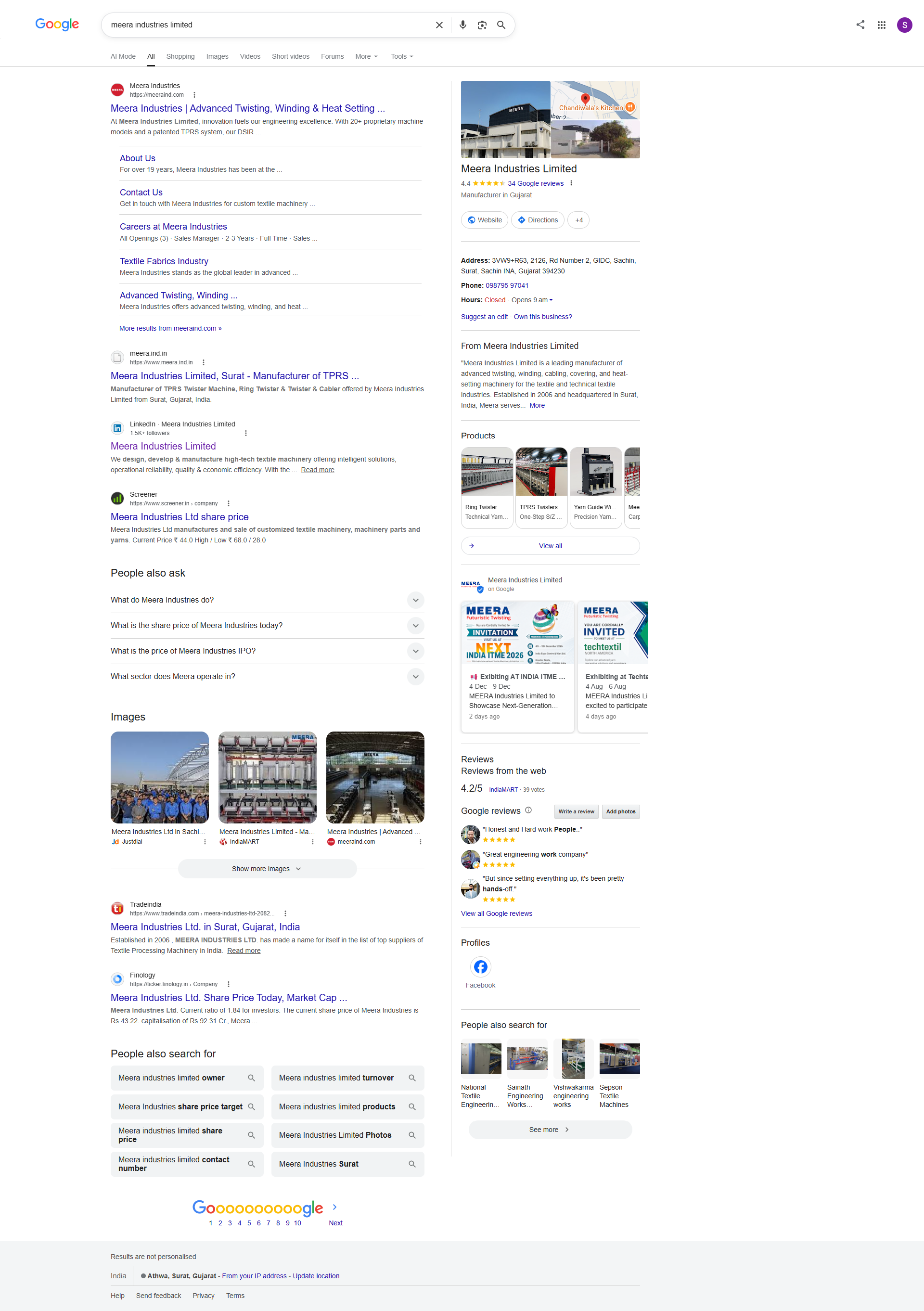 Client Google Business Profile in search