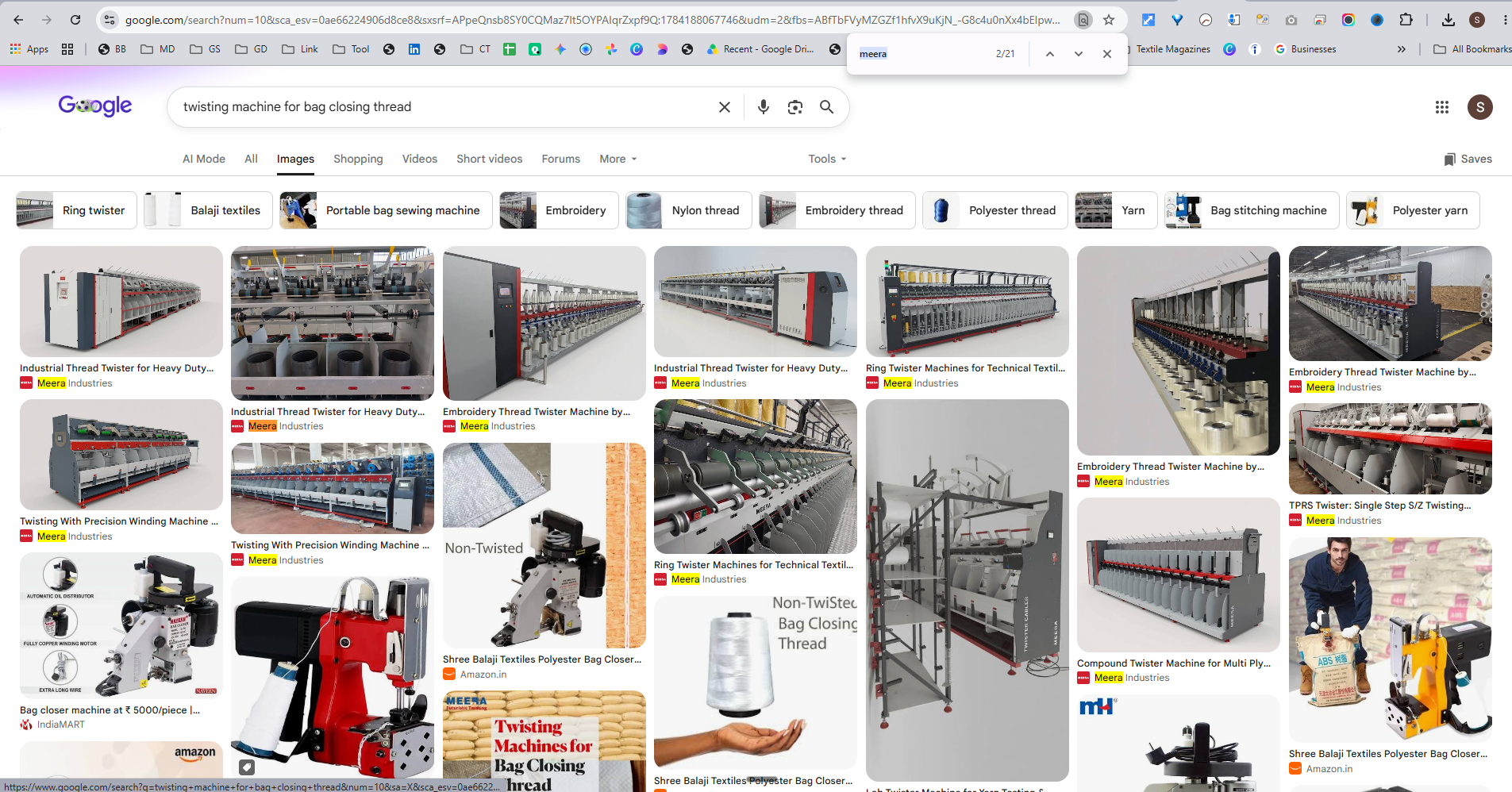 Client products filling the Google Images tab